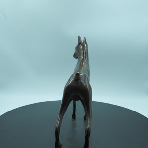 Solid Copper Doberman Figurine, Protective Dog Sculpture