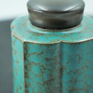 Kiln-Glazed Ceramic Coffee Canister, Green Gradient, Elegant Storage Jar