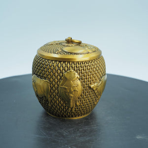 Copper Small Item Storage Jar, Five Bulls Tea Caddy Decorative Jar, Tennis Ball Shape