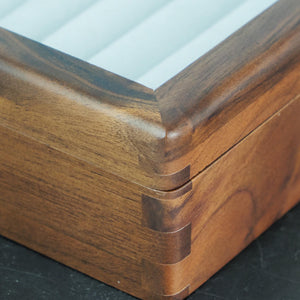 Black Walnut Ring & Earring Jewelry Box, Compact Wooden Storage Organizer
