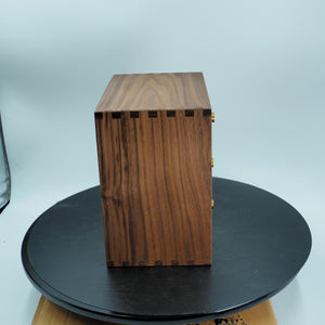 Handcrafted Walnut 3-Drawer Box, Dovetail Joinery, Brass Knobs