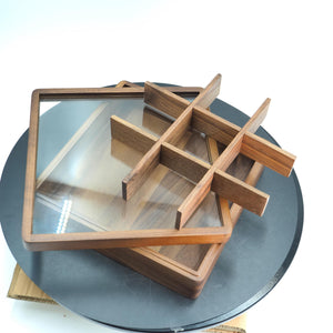 Black Walnut Watch Storage Box, Glass Lid, 9-Grid Organizer, Luxury Wooden Display Case