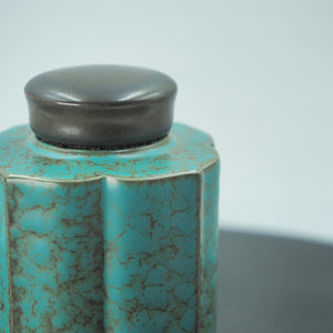 Kiln-Glazed Ceramic Coffee Canister, Green Gradient, Elegant Storage Jar