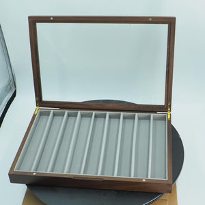 Women  Black Walnut Watch Box, Bracelet & Necklace Organizer, Rectangular Glass Display Design