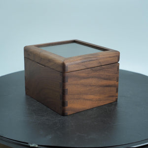 Handmade Walnut Glass-Top Box: Keepsake & Jewelry Organizer