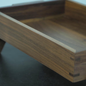 Black Walnut Countertop Cosmetic Organizer, Large-Capacity Solid Wood V-Leg Design, Storage for Bottles & Jars