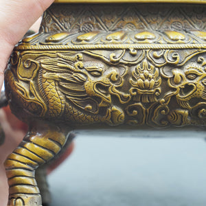 Antique Style Dragon Incense Burner: Pearl Ornament with Storage