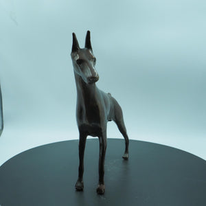 Solid Copper Doberman Figurine, Protective Dog Sculpture