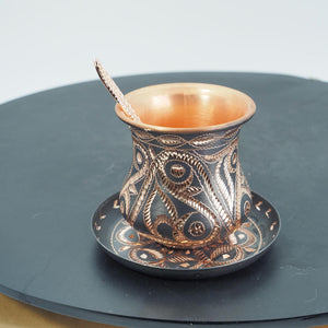 Hand-hammered Chasing Copper Mug Set, Engraved Coffee Cup , Artisan Drinkware