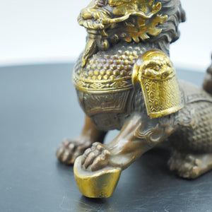 Reine Kupfer-Kylin-Figuren: Schatzschale & Ruyi-Design (Paar)