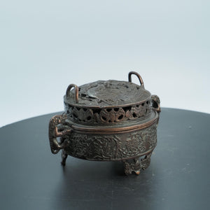 Antique Copper Dragon & Phoenix Incense Burner Box