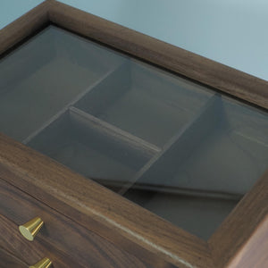 Japanese Black Walnut Jewelry Organizer, 3-Layer Velvet Drawers, Large Capacity Storage Box