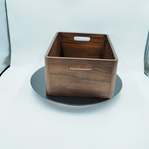 Handcrafted Black Walnut Wooden Storage Crate with Handles