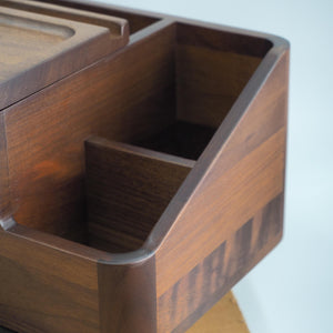 Black Walnut Desk Organizer: Remote Holder, Modern Wood Storage