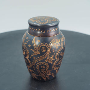 Handcrafted Copper Storage Jar with Elegant Floral Pattern, Unique Home Decor & Functional Storage