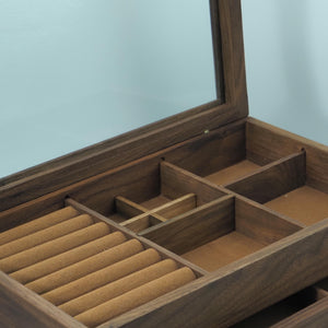 Sort Valnød Smykkeskrin, High-End Japansk Stil Organizer, 4-lags Opbevaringsskuffer