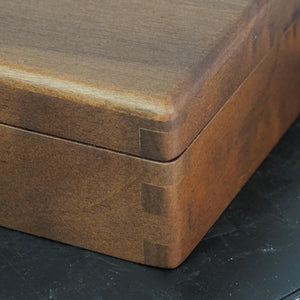 Premium 6-Compartment Black Walnut Desktop Organizer, Adjustable Divider Storage Box