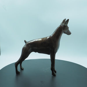 Solid Copper Doberman Figurine, Protective Dog Sculpture