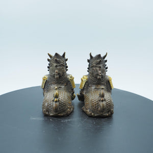 Reine Kupfer-Kylin-Figuren: Schatzschale & Ruyi-Design (Paar)