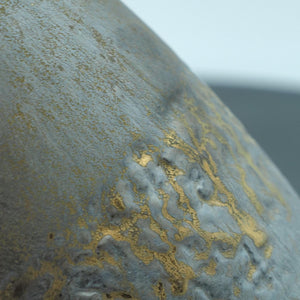 Handmade Gilded Ceramic Storage Jar: Rustic Pottery Canister with Lid