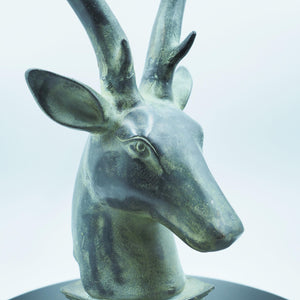 Large Bronze Deer Head Figurine, Powerful Presence, Rich Texture
