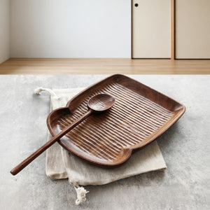 Solid Black Walnut Hand Hammered Wooden Serving Board – Farmhouse Style Bread & Food Tray for Kitchen & Dining