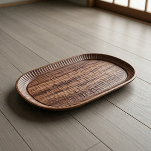 Handcrafted Hammered Edge Oval Wood Plate 100% Black Walnut Whole Piece