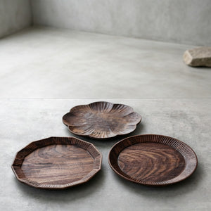 Handmade Hammered Black Walnut Wood Round Plates – 3 Options for Home Decor & Serving Dishes