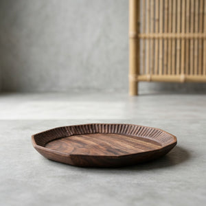 Handmade Hammered Black Walnut Wood Round Plates – 3 Options for Home Decor & Serving Dishes