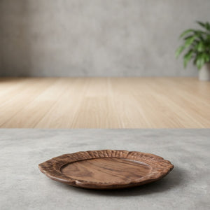 Handmade Hammered Black Walnut Wood Serving Platter – Large Rectangular Tray for Dining Table, Decorative & Practical