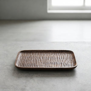 Handmade Lace Carving Texture Wooden Tray Japanese Style Solid Wood Serving Platter North American Black Walnut Whole Piece Crafted