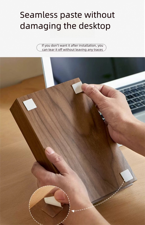 Black Walnut Wood Installable Hidden Drawer – Under Desk Pull‑Out Storage Box Organizer