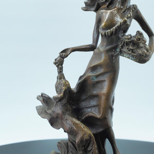 Pure Copper Classical Nude Female Figurine, Medieval Style Sculpture