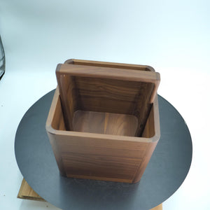 Handmade Walnut Wooden Storage Caddy with Handle, Solid Wood Organizer Box