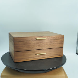 North American Black Walnut Double-Layer Jewelry Box, Integrated Multi-Storage Design