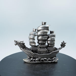 Copper Dragon-Head Ship: Feng Shui Sailing Boat Ornament