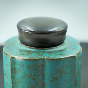 Kiln-Glazed Ceramic Coffee Canister, Green Gradient, Elegant Storage Jar