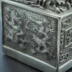 Pure Copper Nine-Dragon Seal Ornament: Imperial Desk Decor