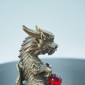 Pure Copper Azure Dragon Figurine: Chinese Desktop Ornament