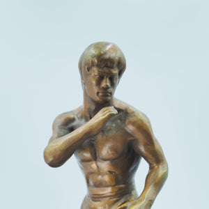 Pure Copper Bruce Lee Statue, Martial Artist with "Be Water" Gesture