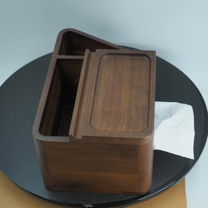 Black Walnut Desk Organizer: Remote Holder, Modern Wood Storage