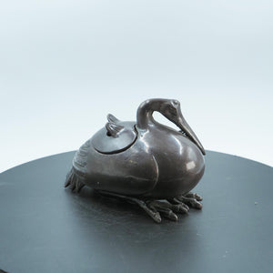 Large Thickened Vintage-Style Pure Copper Swan Figurine, Plump Body, Antique Finish
