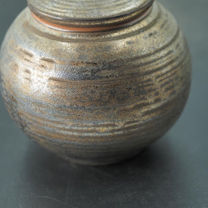 Vintage Ceramic Golden Jar, Mini Gradient Gold Canister, Shiny Blue and Pink Finish