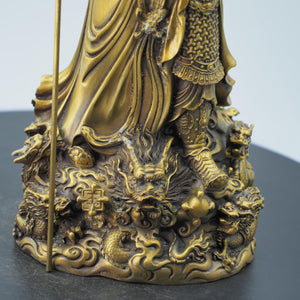 Pure Copper Guan Gong Statue: Martial God Guan Yu Holding Treasure Bowl