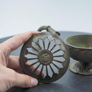 Hammered Copper Lotus Incense Burner: Antique Style Seedpod Design