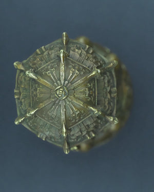 Pure Copper Three-Faced Buddha Statue - Guanyin, Amitabha