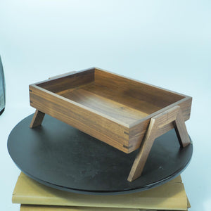 Black Walnut Countertop Cosmetic Organizer, Large-Capacity Solid Wood V-Leg Design, Storage for Bottles & Jars