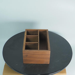 Handcrafted Walnut Multi-Compartment Organizer: Wooden Storage Box