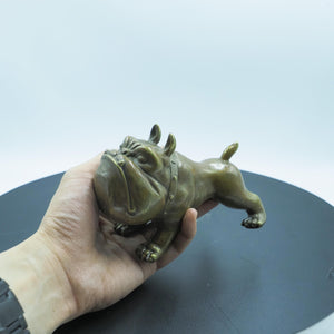 Pure Copper French Bulldog Statue, Handcrafted Decorative Art Piece