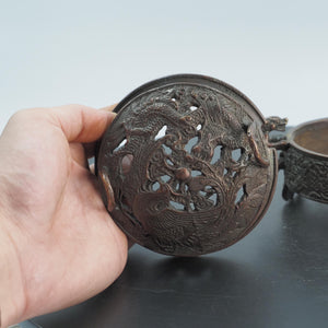 Antique Copper Dragon & Phoenix Incense Burner Box